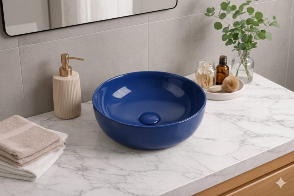 Circlight Tezgah Üstü Banyo Lavabosu Cobalt Blue 5013
