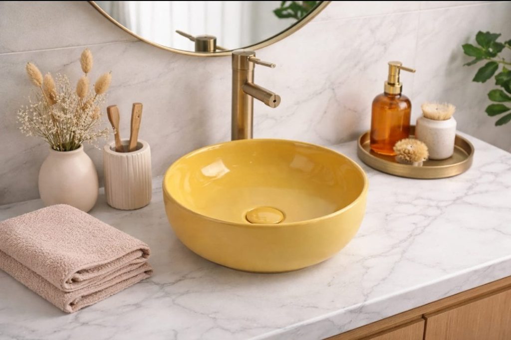 Circlight Tezgah Üstü Banyo Lavabosu Pastel Yellow 1034