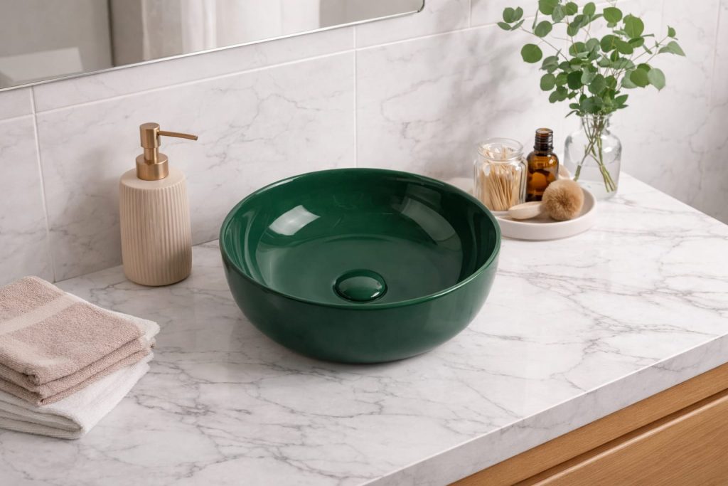 Circlight Tezgah Üstü Banyo Lavabosu Moss Green 6005
