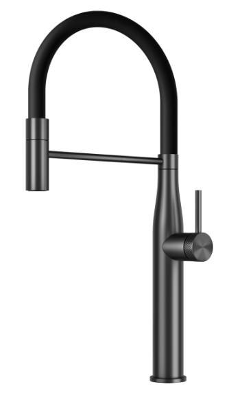 Yeni Nesil Spiralli Mutfak Evye Bataryası Brushed Grey / Black Pipe C8737-U