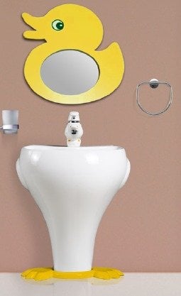 B05-2 Ducky Çocuk Lavabosu Sarı-Beyaz