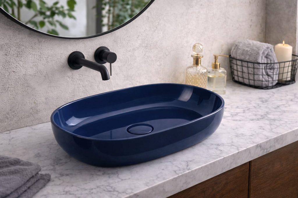 Rectlight Tezgah Üstü Banyo Lavabosu Cobalt Blue 5013
