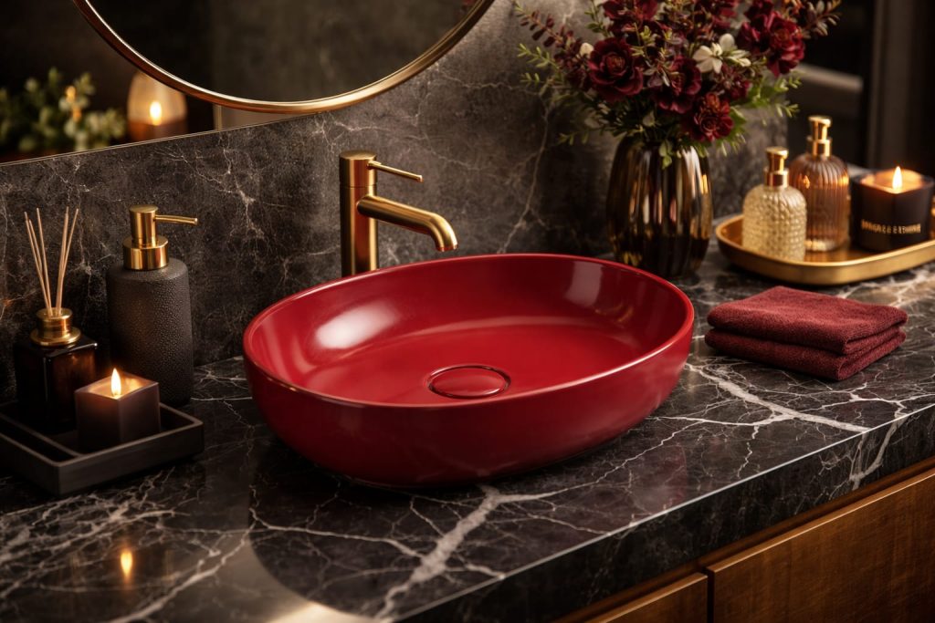Rectlight Tezgah Üstü Banyo Lavabosu Wine Red 3005