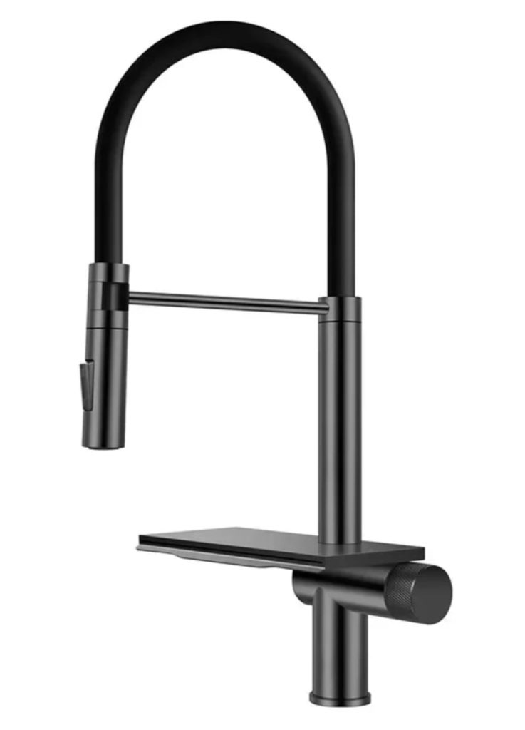 New Waterfall Şelale Tarzı Mutfak Bataryası Brushed Grey / Black Pipe C8736-U