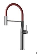 Yeni Nesil Spiralli Mutfak Evye Bataryası Brushed Grey / Red Pipe C8737-U